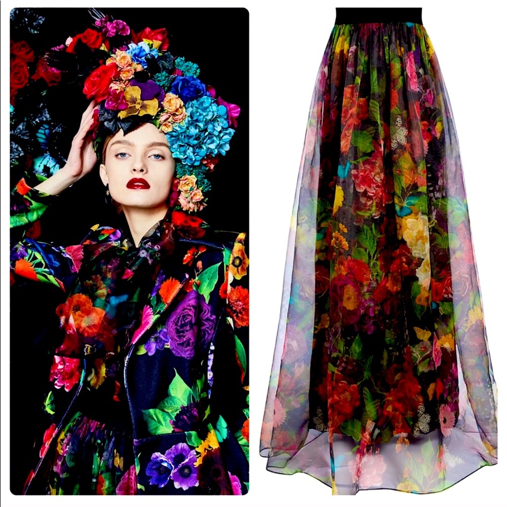 ALICE + OLIVIA Floral Maxi Long Gown Skirt